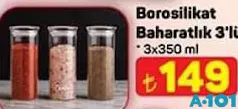 BOROSİLİKAT BAHARATLIK 3'LÜ 3X350 ML